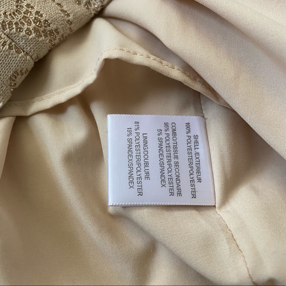 Belle Badgley Mischka gold lace overlay cocktail party dress women’s size 6 - Picture 8 of 13